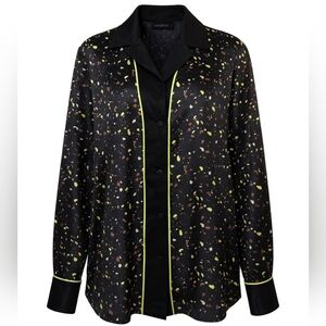 Black Button-Up Shirt with Neon Accents LEBOH size m MWOT.
